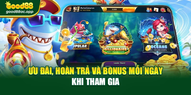 Ưu đãi, hoàn trả và bonus mỗi ngày khi tham gia